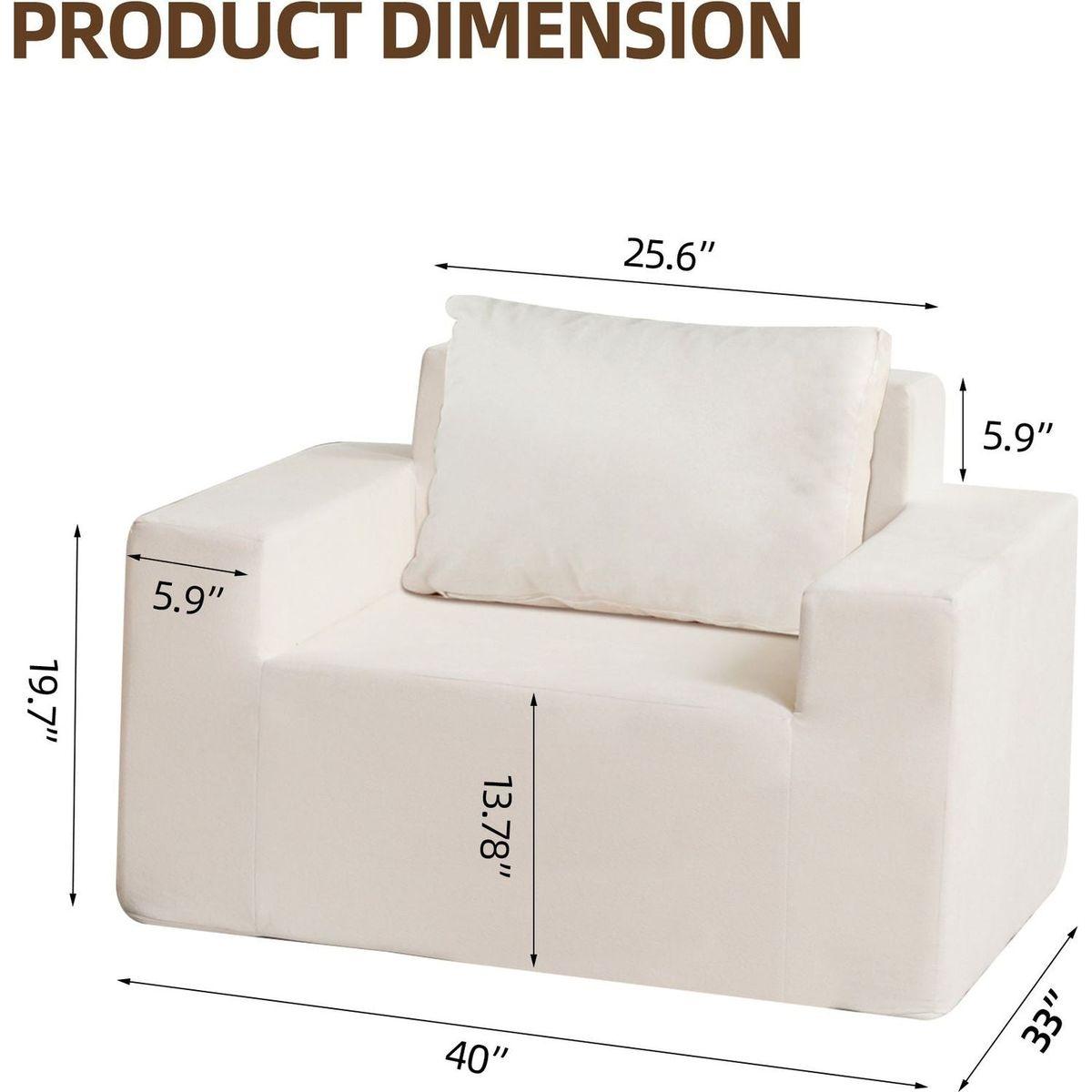 Sofa in a box Foam Sofa Couch with Pillow, Bean Bag Chairs for Adults Stuffed High-Density Foam, Large Bean Bag Sofa for Living room Bedroom Gaming Room