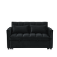 Sleeper Sofa, Convertible Sofa, Recliner, Bed, 3-in-1, 3-Position Adjustable Backrest, 2-Seater Sectional, Two Side Pockets, 2 Pillows for Living Room, Apartment, etc., Velvet Black 54" Wide.