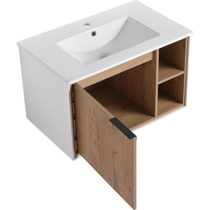 30" Floating Wall-Mounted Bathroom Vanity with Ceramics Sink & Soft-Close Cabinet Door