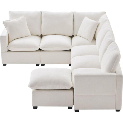 110x84" Modern U Shape Modular Sofa, 7 Seat Chenille Sectional Couch Set with 2 Pillows Included, Freely Combinable Indoor Funiture for Living Room, Apartment, Office, 2 Colors