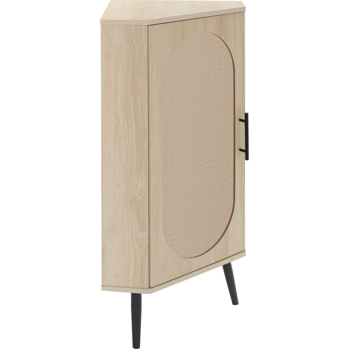 Corner cabinet, Rattan door,Freestanding Corner Tables For Small Spaces, Corner Shelf Stand For Living Room, Kitchen, Bathroom, Bedroom