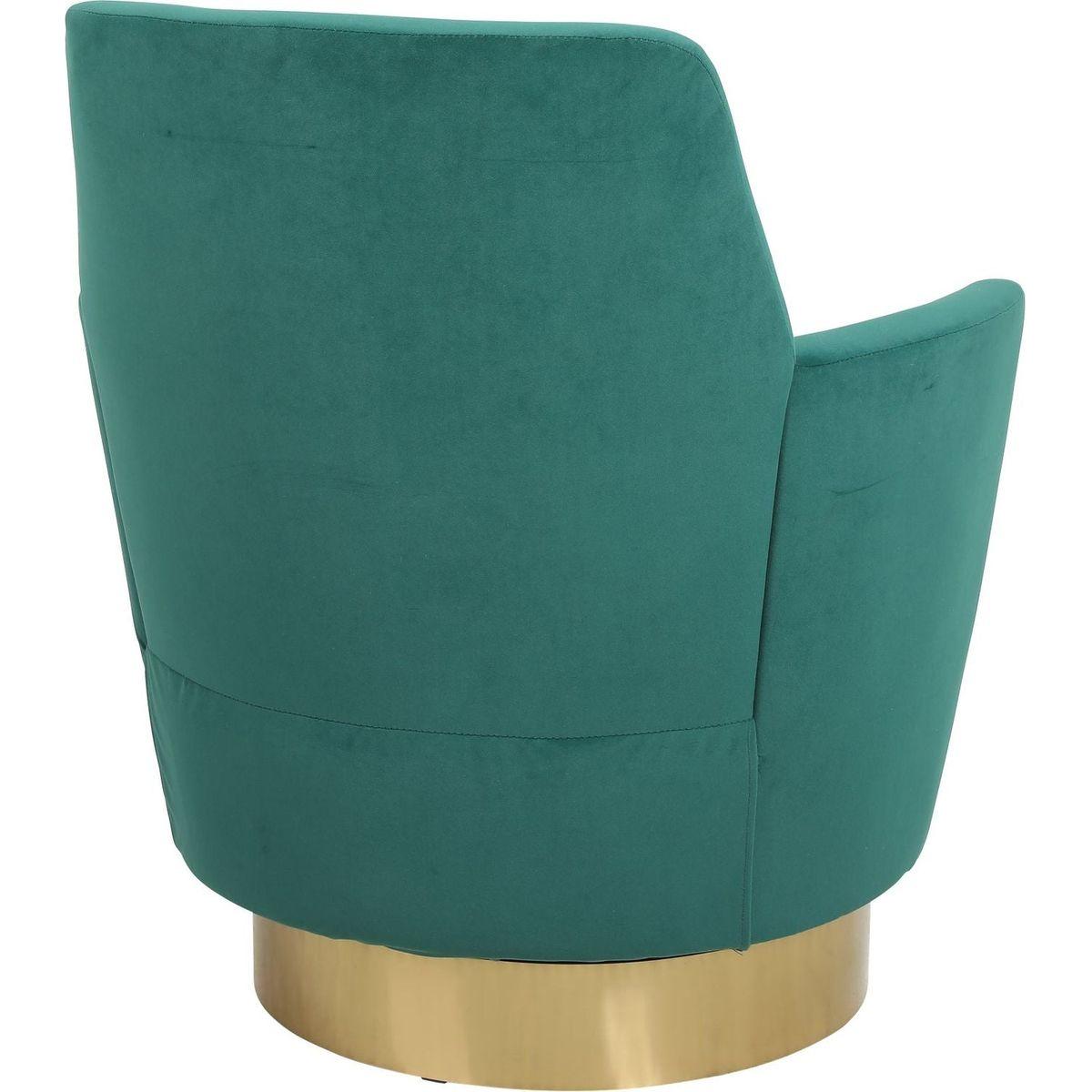 Velvet Swivel Barrel Chair, Swivel Accent Chairs Armchair for Living Room, Reading Chairs for Bedroom Comfy, Round Barrel Chairs with Gold Stainless Steel Base (Emerald)