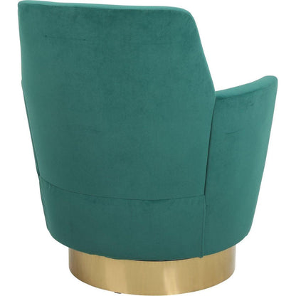 Velvet Swivel Barrel Chair, Swivel Accent Chairs Armchair for Living Room, Reading Chairs for Bedroom Comfy, Round Barrel Chairs with Gold Stainless Steel Base (Emerald)