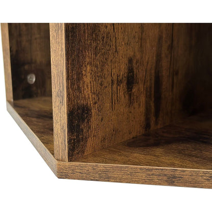 23.62" Hexagonal Coffee Table Side Table Nightstand Antique Wood