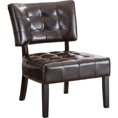 Roundhill Furniture Blended Leather Tufted Accent Chair with Oversized Seating, Brown