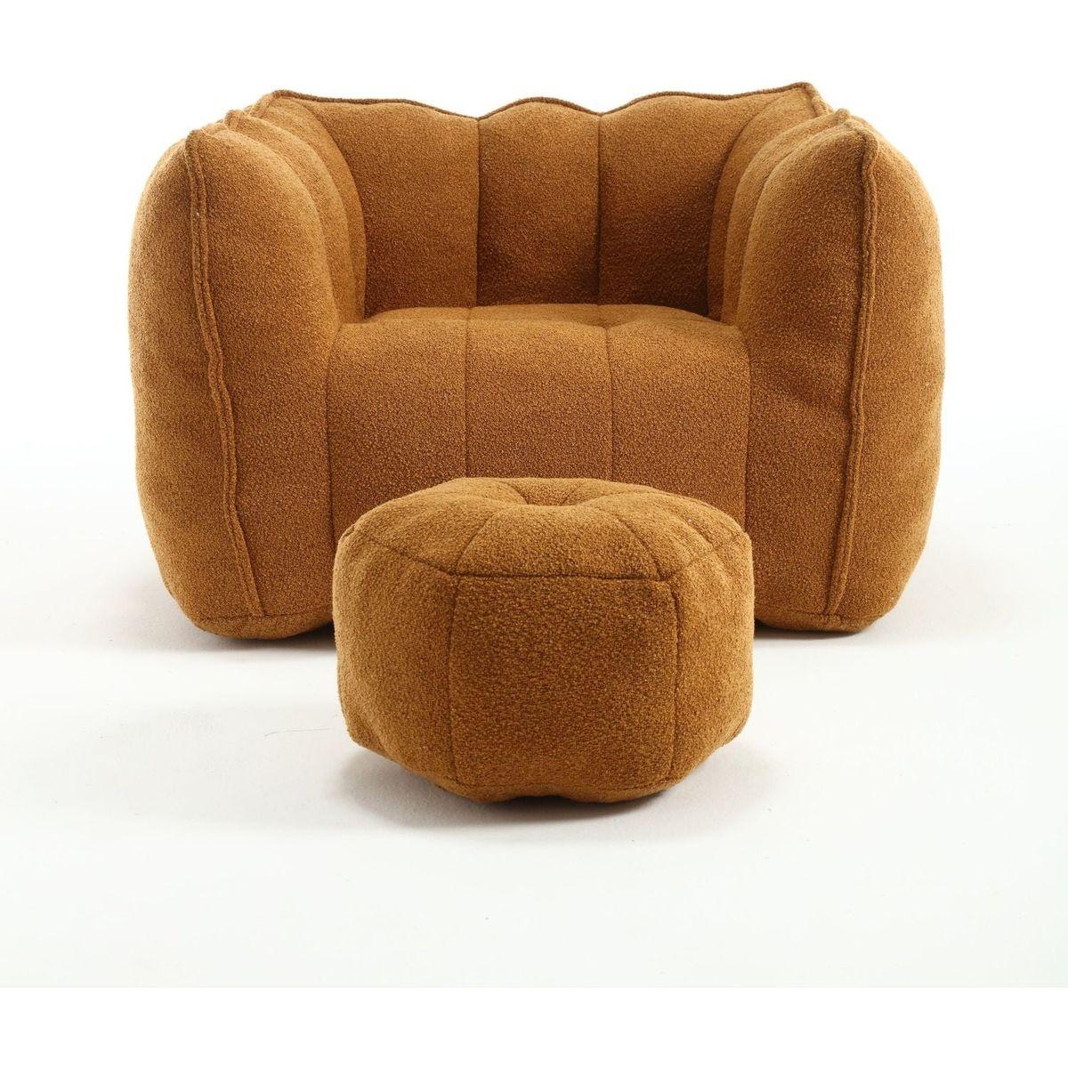 Soft Bean Bag Chair with High Resilient Foam(Chips)for living room and bedroom,Comfortable Square Lazy Sofa with Footstool, Cover for Adults to Gaming, Reading, and Watching TV