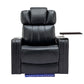 PU Leather Power Recliner Individual Seat Home Theater Recliner with Cooling Cup Holder, Bluetooth Speaker, LED Lights, USB Ports, Tray Table, Arm Storage for Living Room, Black