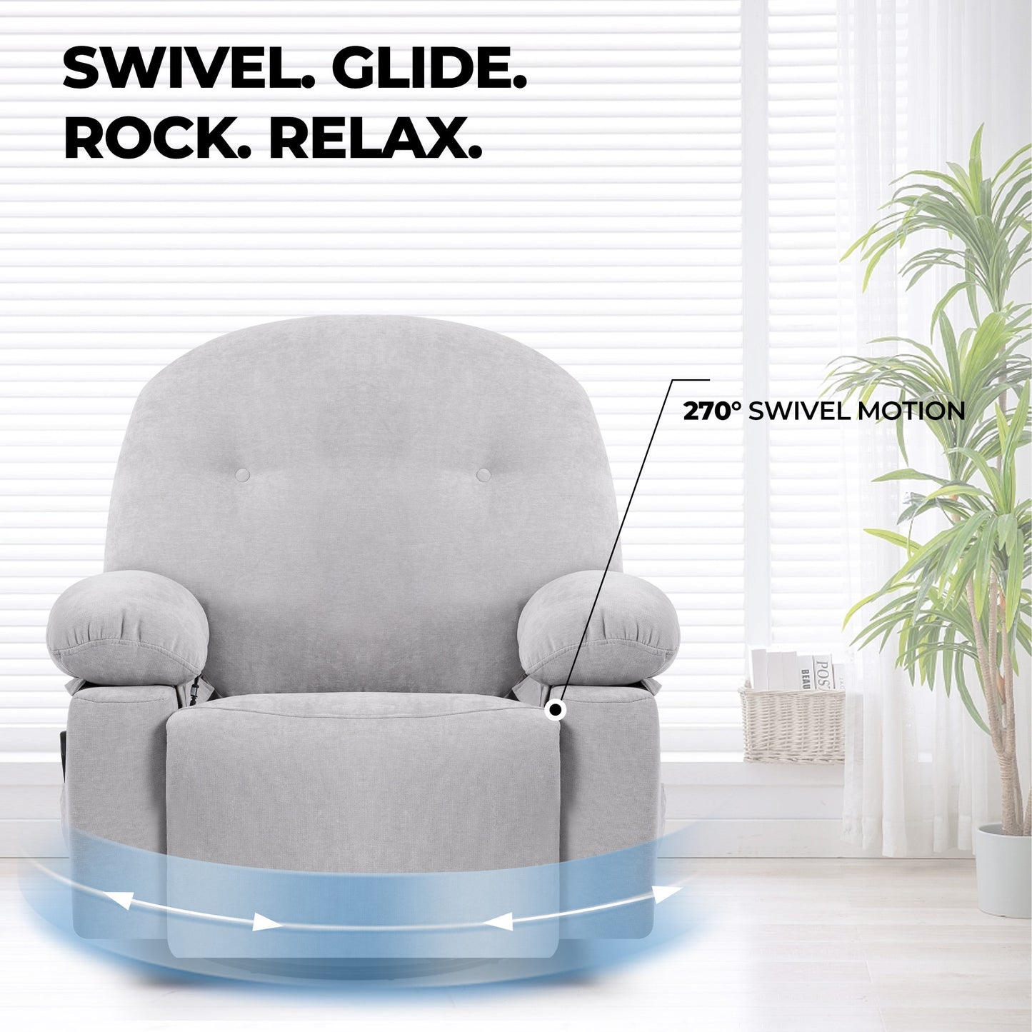 Modern Chenille Recliner Chairs Swivel Massage Rocker Recliner with Heat