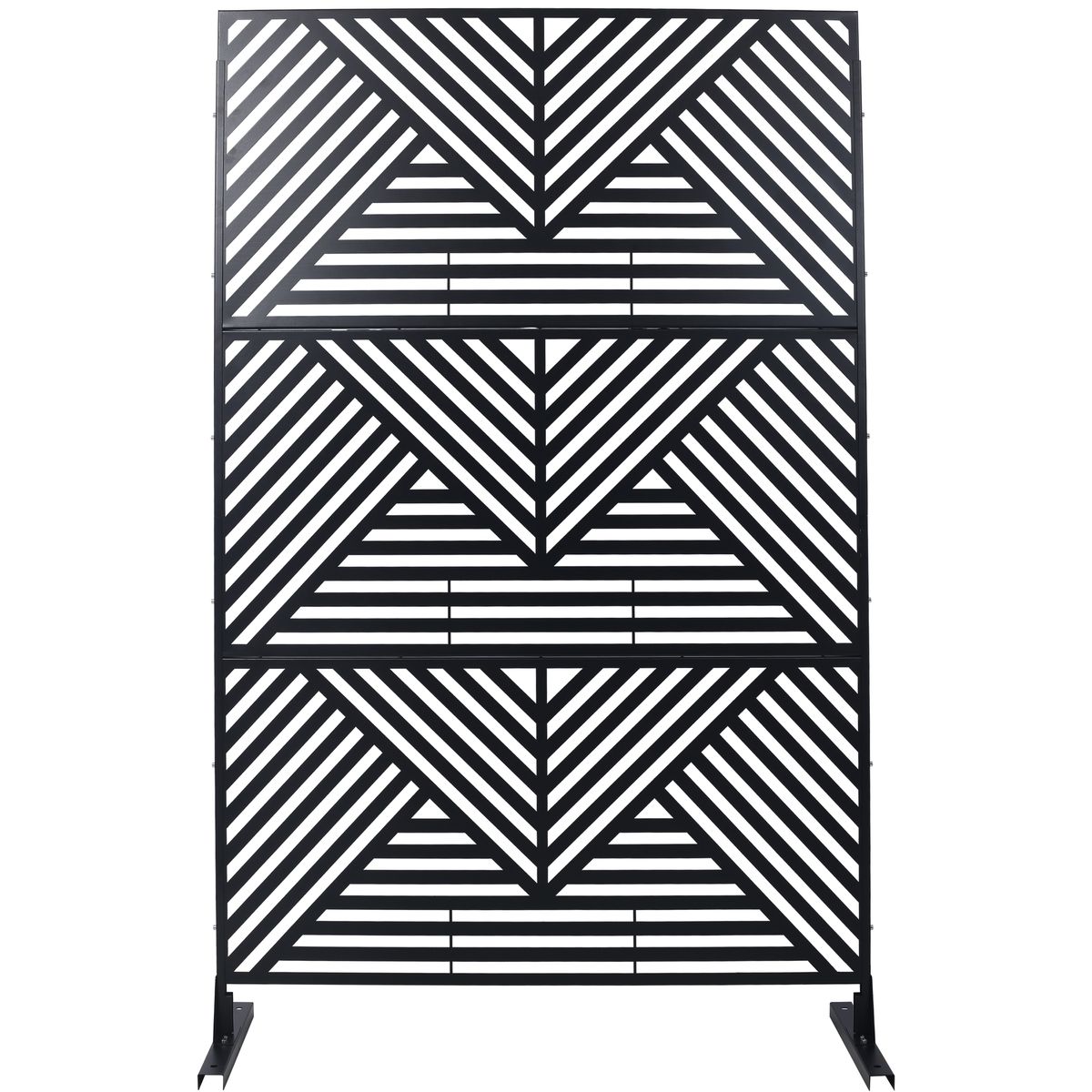 Outdoor & Indoor Privacy Screen Metal Privacy Screen 76' H×48' W, Freestanding Decorative Privacy Screen for Deck Balcony Patio, Privacy Fence Panels for Outside Lawn Garden PS101 BLACK