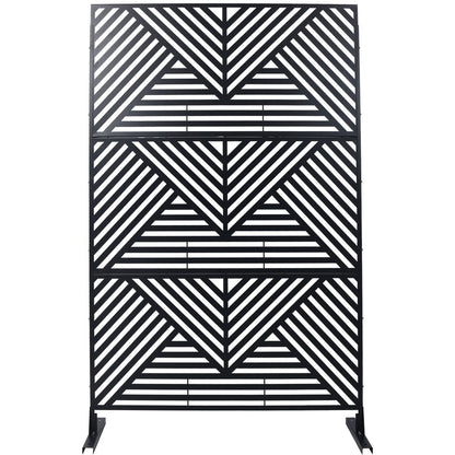 Outdoor & Indoor Privacy Screen Metal Privacy Screen 76' H×48' W, Freestanding Decorative Privacy Screen for Deck Balcony Patio, Privacy Fence Panels for Outside Lawn Garden PS101 BLACK
