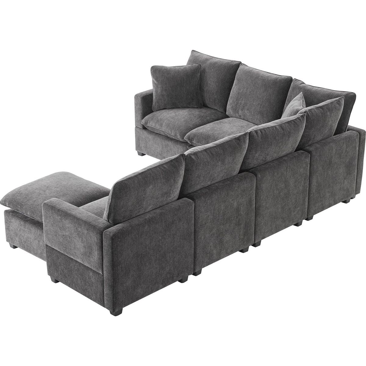 110x84" Modern U Shape Modular Sofa, 7 Seat Chenille Sectional Couch Set with 2 Pillows Included, Freely Combinable Indoor Funiture for Living Room, Apartment, Office, 2 Colors