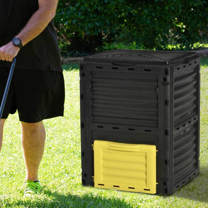 Garden Compost Bin 80 Gallon Outdoor Large Capacity Composter Fast Create Fertile Soil Aerating Box, Easy Assembly, Yellow