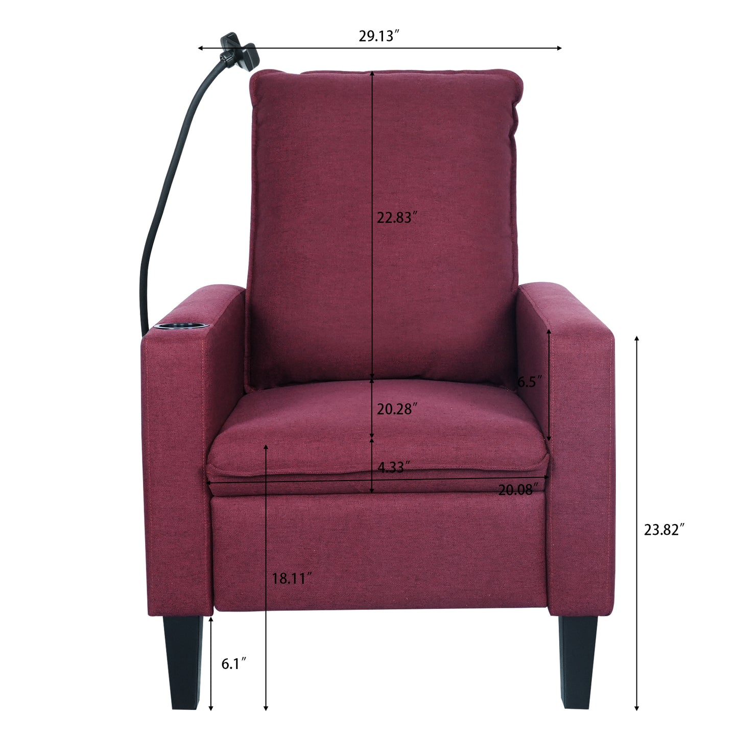 Recliner Chairs for Adults, Adjustable Recliner Sofa with Mobile Phone Holder & Cup Holder, Modern Reclining Chairs Fabric Push Back Recliner Chairs for Living Room, Bedroom, RED