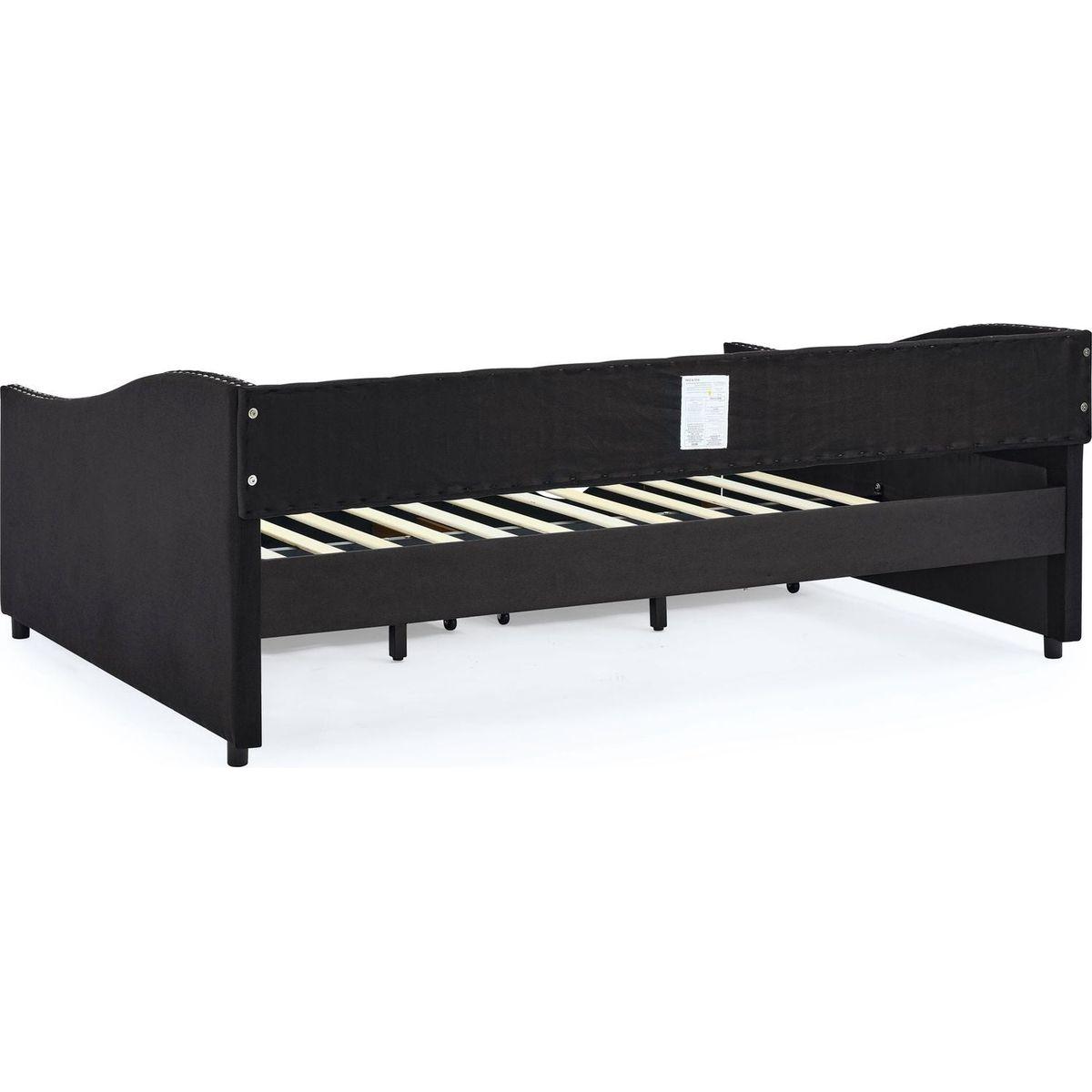 Full Size Daybed with Drawers Upholstered Tufted Sofa Bed, with Button on Back and Copper Nail on Waved Shape Arms(80.5"x55.5"x27.5")