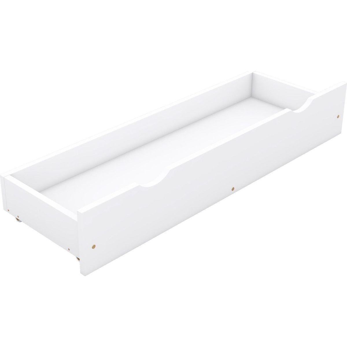 Wood Queen Size House Platform Bed with Guardrail and 2 Drawers, White