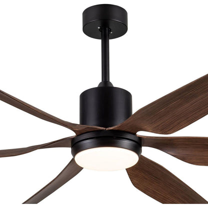 66" Vintage Ceiling Fan Lighting with Brown Blades in Integrated LED