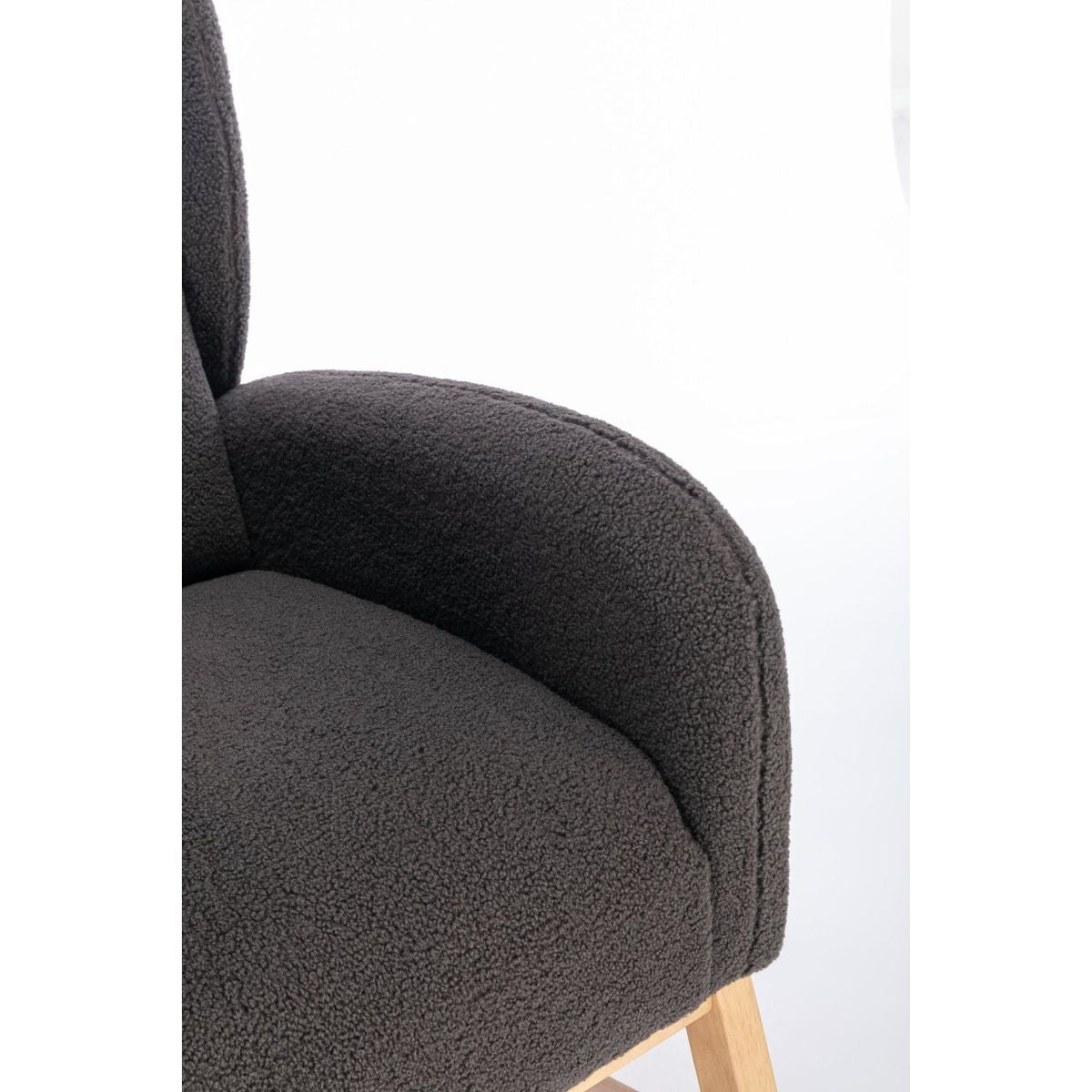 Teddy Fabric Rocking Chair With Packet Wood Legs,Dark Gray