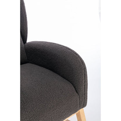 Teddy Fabric Rocking Chair With Packet Wood Legs,Dark Gray