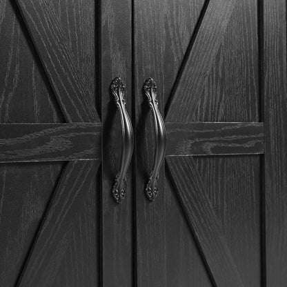 53.5"Farmhouse Kitchen Island with Power Outlet, Kitchen Storage Island with Drop Leaf, Spice Rack and Drawer, Rolling Kitchen Cart on Wheels, for Home, Kitchen and Dining Room, Black