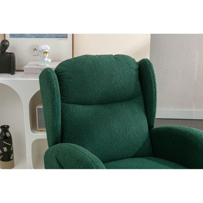 Teddy Fabric Rocking Chair With Packet Wood Legs,Green