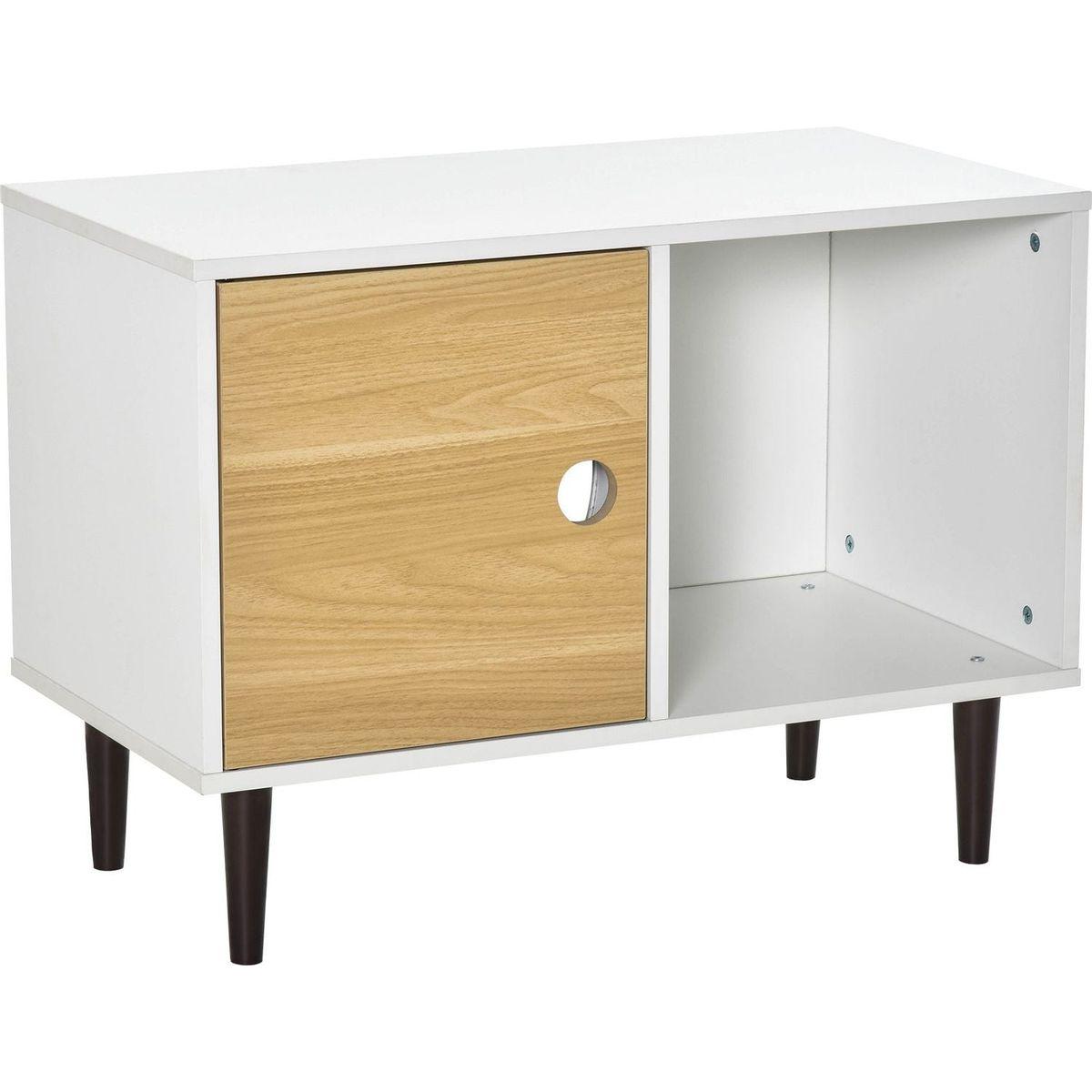 Wooden Cat House with Soft Cushion, Decorative Kitten Condo Side Table, Elevated Pet House with Storage Space