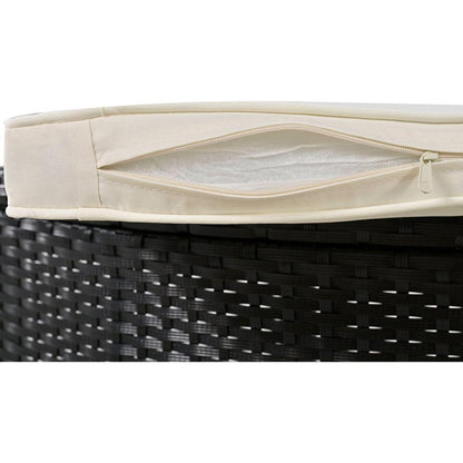 Spa Surround Spa Frame Quadrilateral Outdoor Rattan Sectional Sofa Set with Mini Sofa,Wooden Seats and Storage Spaces, Beige