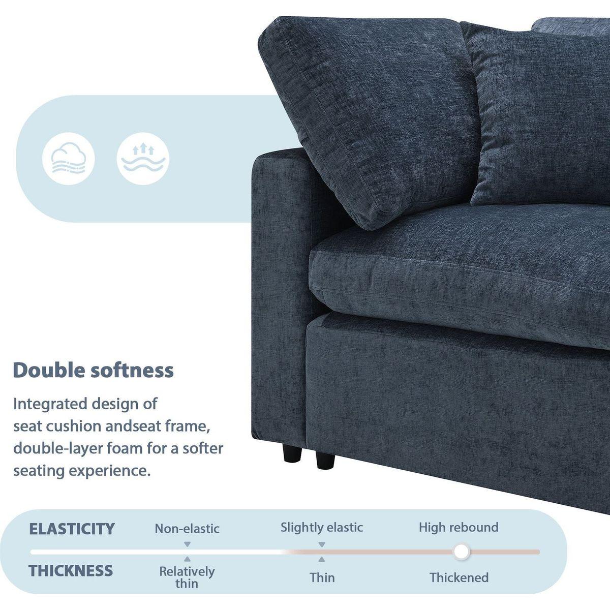 130x65" Modern Modular Cloud Sofa Bed, 6 Seat Chenille Sectional Couch Set with Ottoman,Free Combination,Convertible U Shaped Sleeper Sofa for Living Room, Apartment, 3 Colors