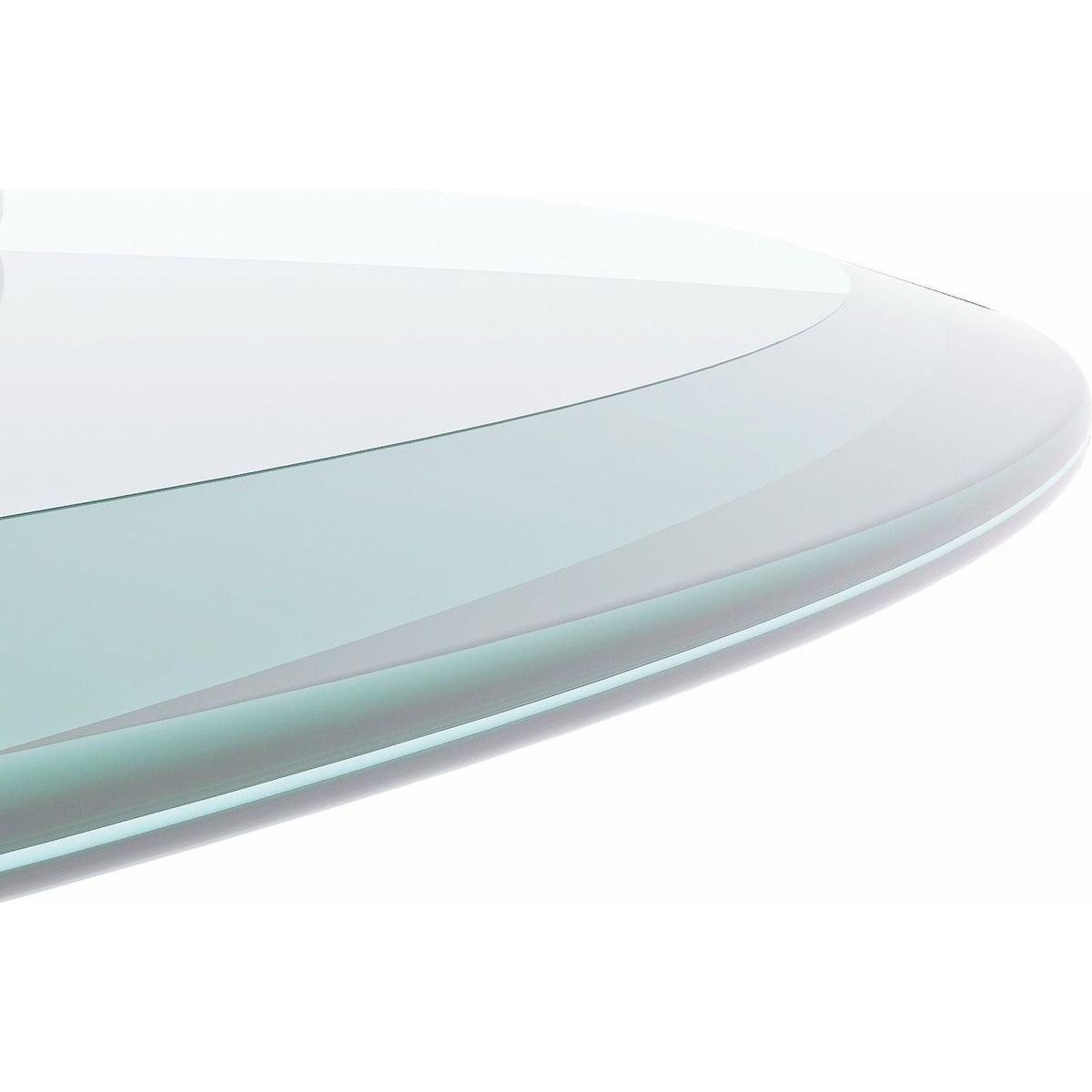 36" Inch Round Tempered Glass Table Top Clear Glass 1/2" Inch Thick Beveled Polished Edge