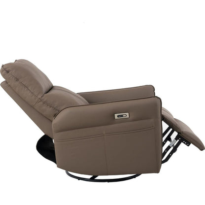 270 Power Swivel Rocker Recliner Chair, Electric Glider Reclining Sofa with USB Ports, Power Swivel Glider, Rocking Chair Nursery Recliners for Living Room Bedroom(Brown)