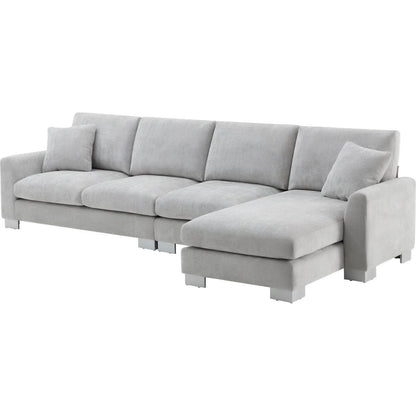 119x55" Modern Oversized Sectional Sofa,L-shaped Luxury Couch Set with 2 Free pillows,5-seat Chenille Indoor Furniture with Chaise for Living Room,Apartment,Office,2 Colors