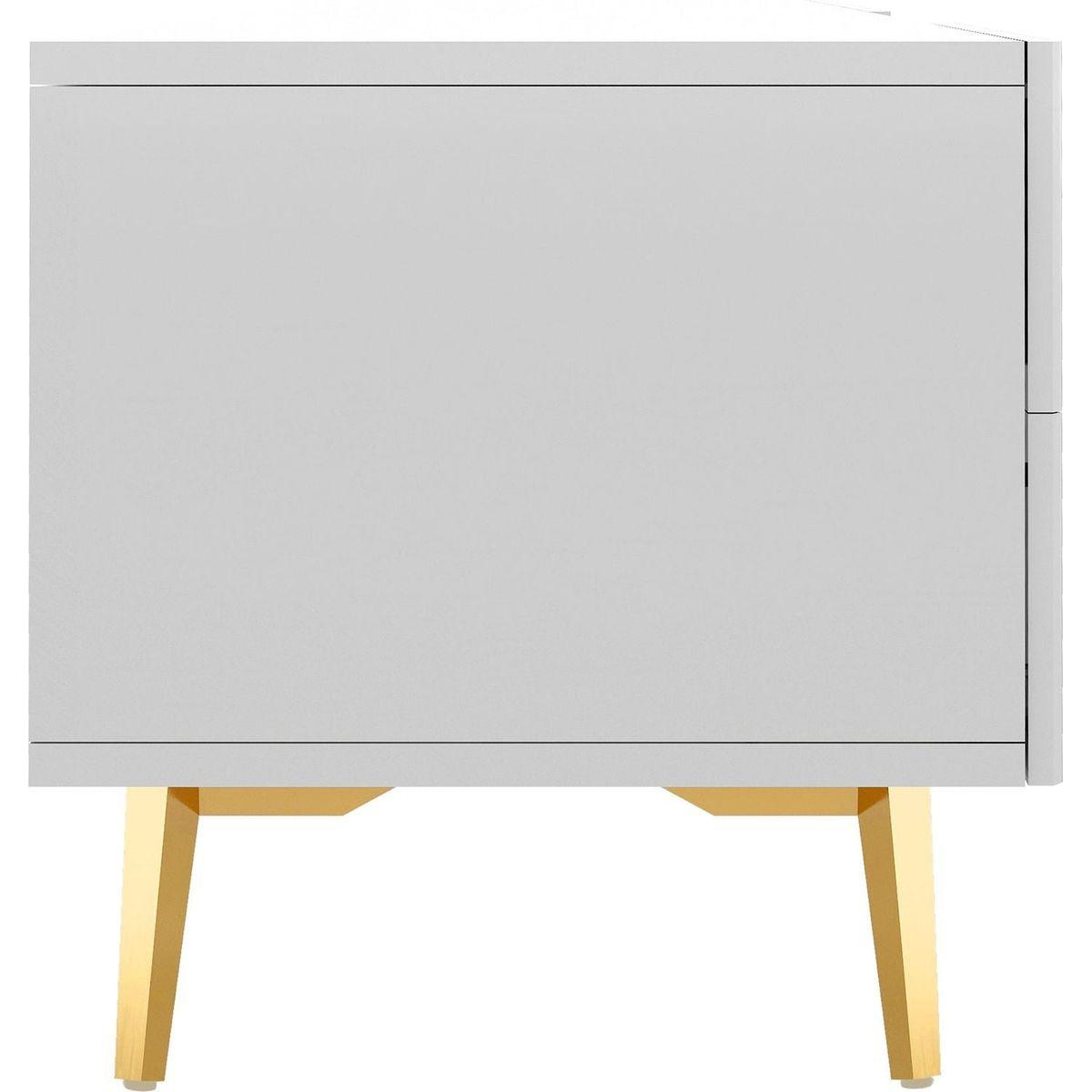 Modern TV Stand with 5 Champagne legs - Durable, stylish, spacious, versatile storage TVS up to 77" (White)