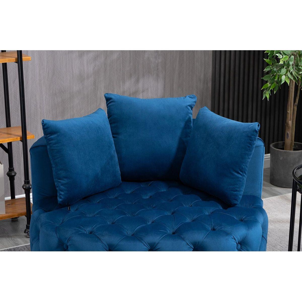 Accent Chair / Classical Barrel Chair for living room / Modern Leisure Sofa Chair (Blue)