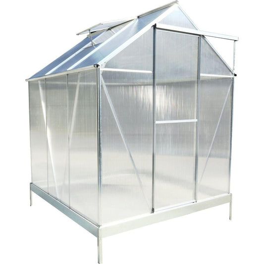 6.3'x6.2'x7' Polycarbonate Greenhouse, Heavy Duty Outdoor Aluminum Walk-in Green House Kit with Rain Gutter, Vent and Door for Backyard Garden, color aluminium