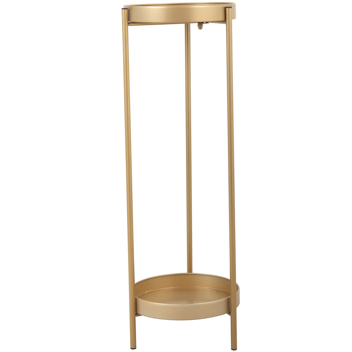 Modern Folding Metal 2-Tier Plant Stand Potted Plant Holder Shelf with 2 Round Trays Indoor Outdoor, Versatile, Golden