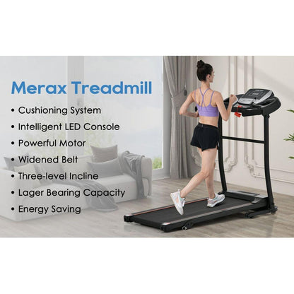 NEW Home Folding Treadmill with Pulse Sensor, 2.5 HP Quiet Brushless Motor, 7.5 MPH, 300LBS Weight Capacity Walking Jogging Machine with 3 Level Incline 12 Preset Programs for Home Gym