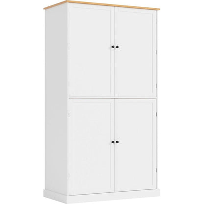 [Assembly Video Provided]40.2x20x71.3inch High Freestanding Kitchen Pantry Large Cupboard Storage Cabinet with 2 Drawers, 2 Adjustable Shelves, 8 Door Shelves for Kitchen, Dining Room,White