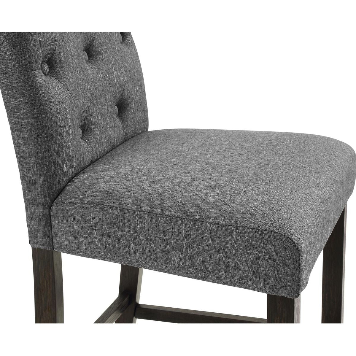 Leviton Solid Wood Tufted Asons Barstool, Set of 2, Grey