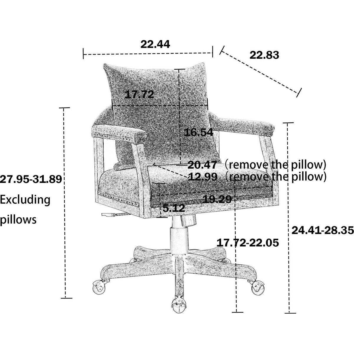 Computer Chair Office Chair Adjustable Swivel Chair Fabric Seat Home Study Chair