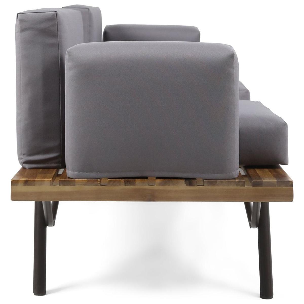 Canoga Outdoor Industrial Loveseat with Coffee Table