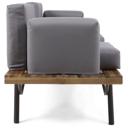 Canoga Outdoor Industrial Loveseat with Coffee Table