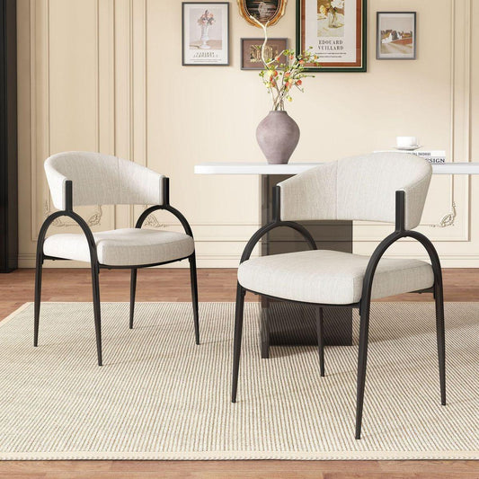 Upholstered Dining Chairs With Metal Legs (Set of 2),Beige