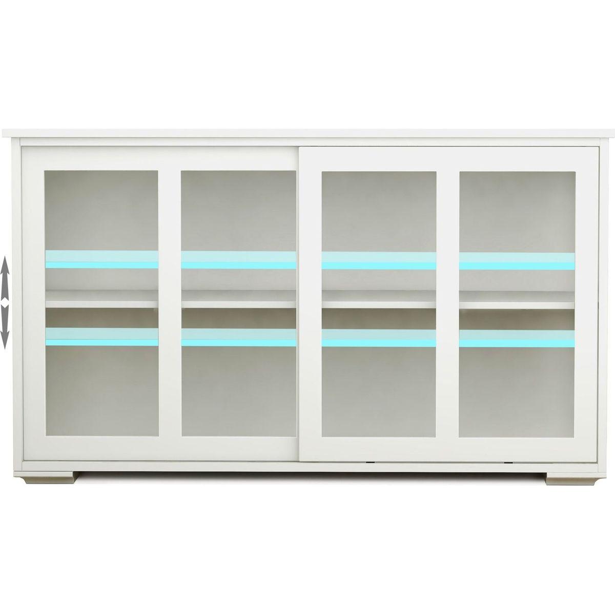 Kitchen Storage Stand Cupboard With Glass Door-White