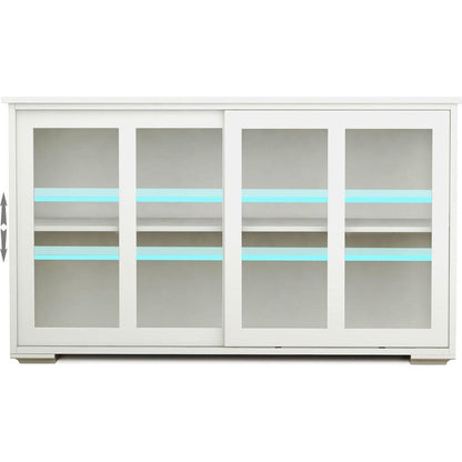 Kitchen Storage Stand Cupboard With Glass Door-White