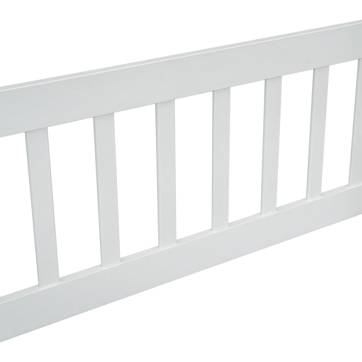 Full Wood House-Shaped Floor Bed with Fence, Guardrails,White