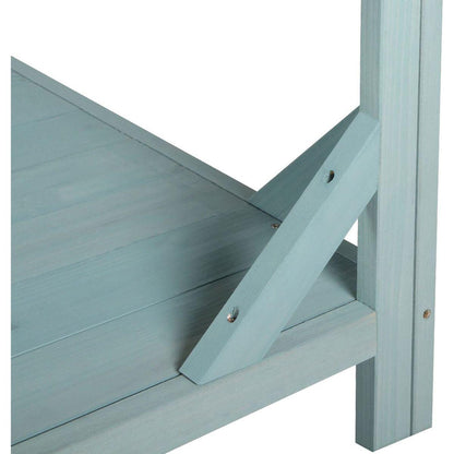 65" Large Wooden Farmhouse Rustic Outdoor Potting Bench Table, Patio Workstation, Garden Potting Bench with 4 Storage Shelves and Side Hook,Green