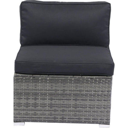 7-Piece Patio Furniture Set w/Retractable Canopy Wicker Rattan Sectional Sofa Set Patio Furniture with Washable Cushions for Lawn, Garden, Backyard, Poolside Grey wicker + Black Cushion