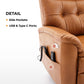 Dual Motor Power Lift Recliner Chair for Elderly, One Touch Reset, Lay Flat Leather Lift Chair with Massage and Heat, USB & Type C Ports, Electric Recliner Chairs for Seniors, Caramel Medium