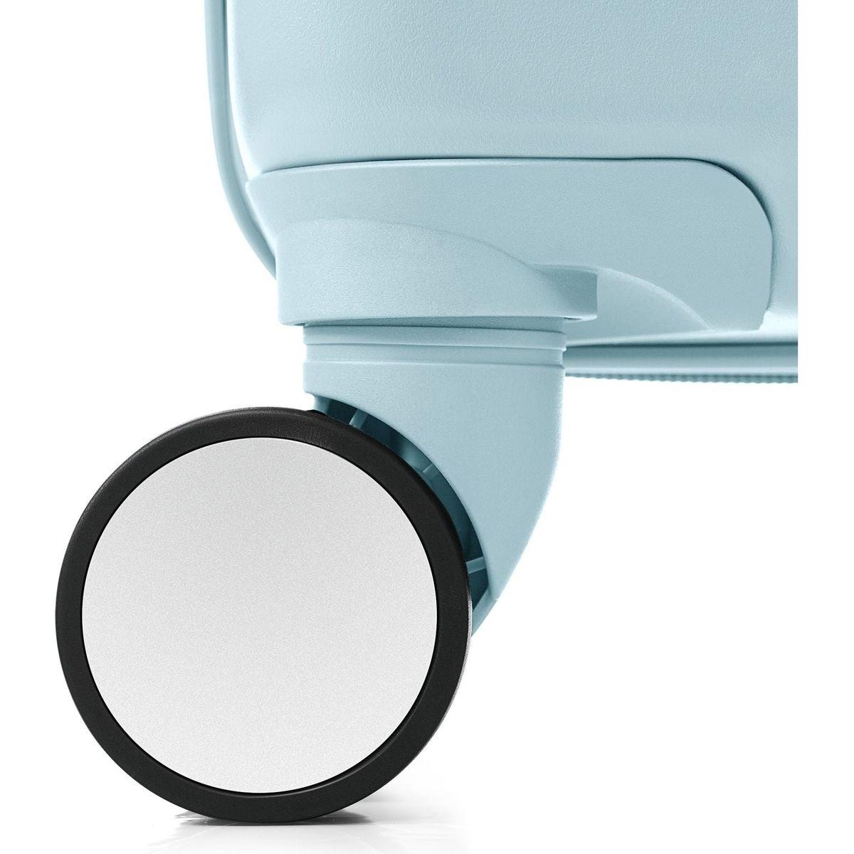 Luggage Set of 3, 20, 24, 28inch with USB Port, 20, 24inch with front opening design Airline Certified Carry on Luggage with Cup Holder, ABS Hard Shell Luggage with Spinner Wheels, light blue