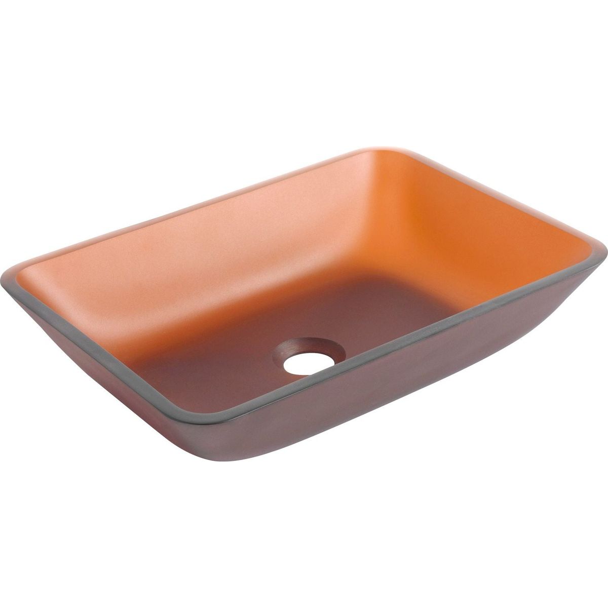 Tempered Glass Matte Bathroom Vessel Sink, Rectangle Bathroom Basin (Tempered Glass Matt Tea)