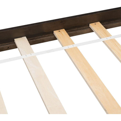 Full Bed with Bookcase Headboard, Under bed Storage Drawers and Bed End Storage Case,Espresso